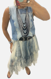 Tulle Denim Skirt