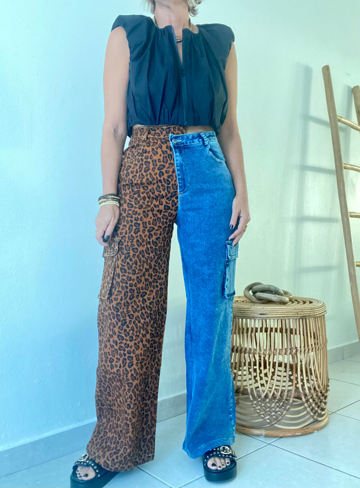 Leopard Cargo Jeans