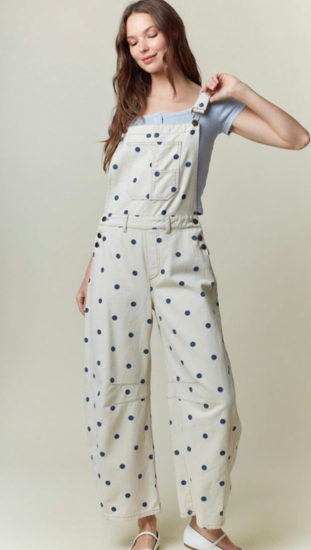 Polka Dot Denim Overall