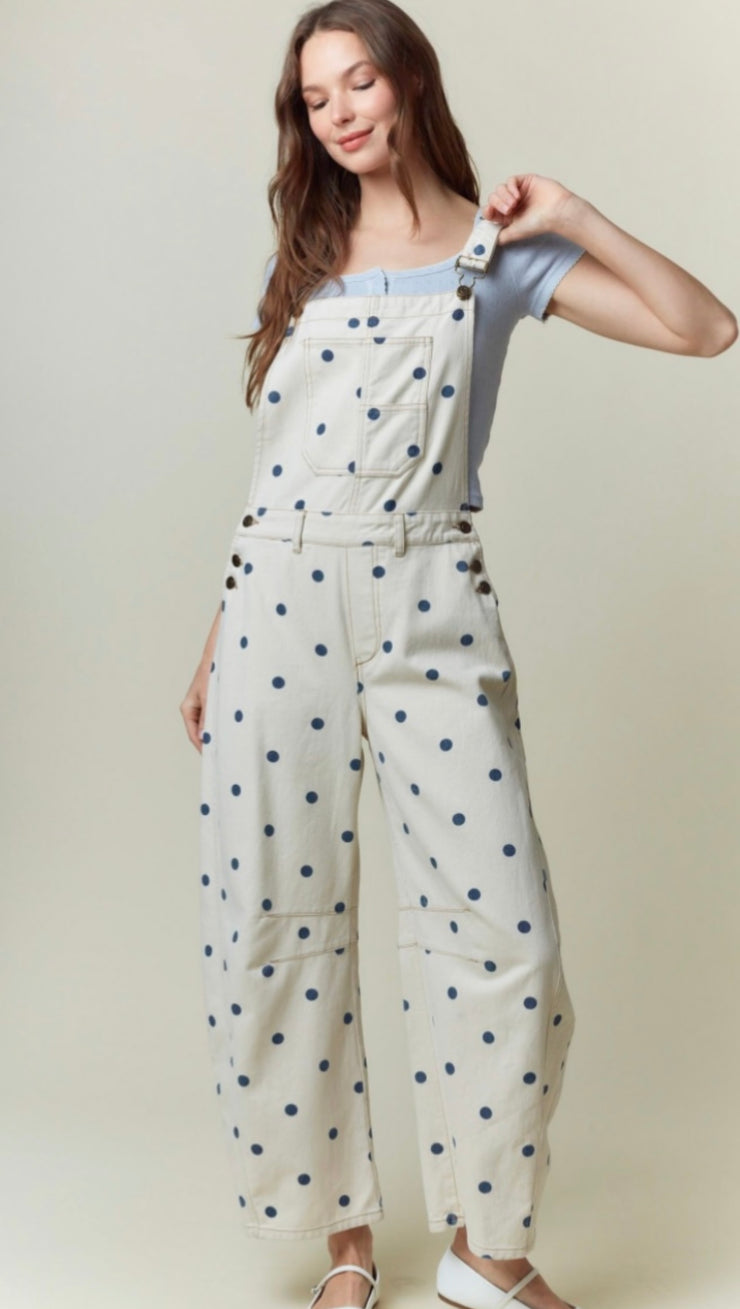 Polka Dot Denim Overall