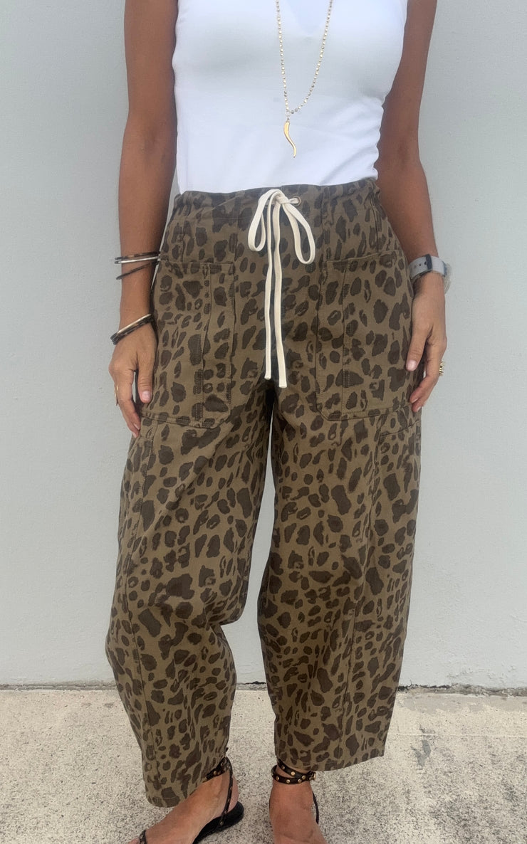 Leopard Barrel Jean